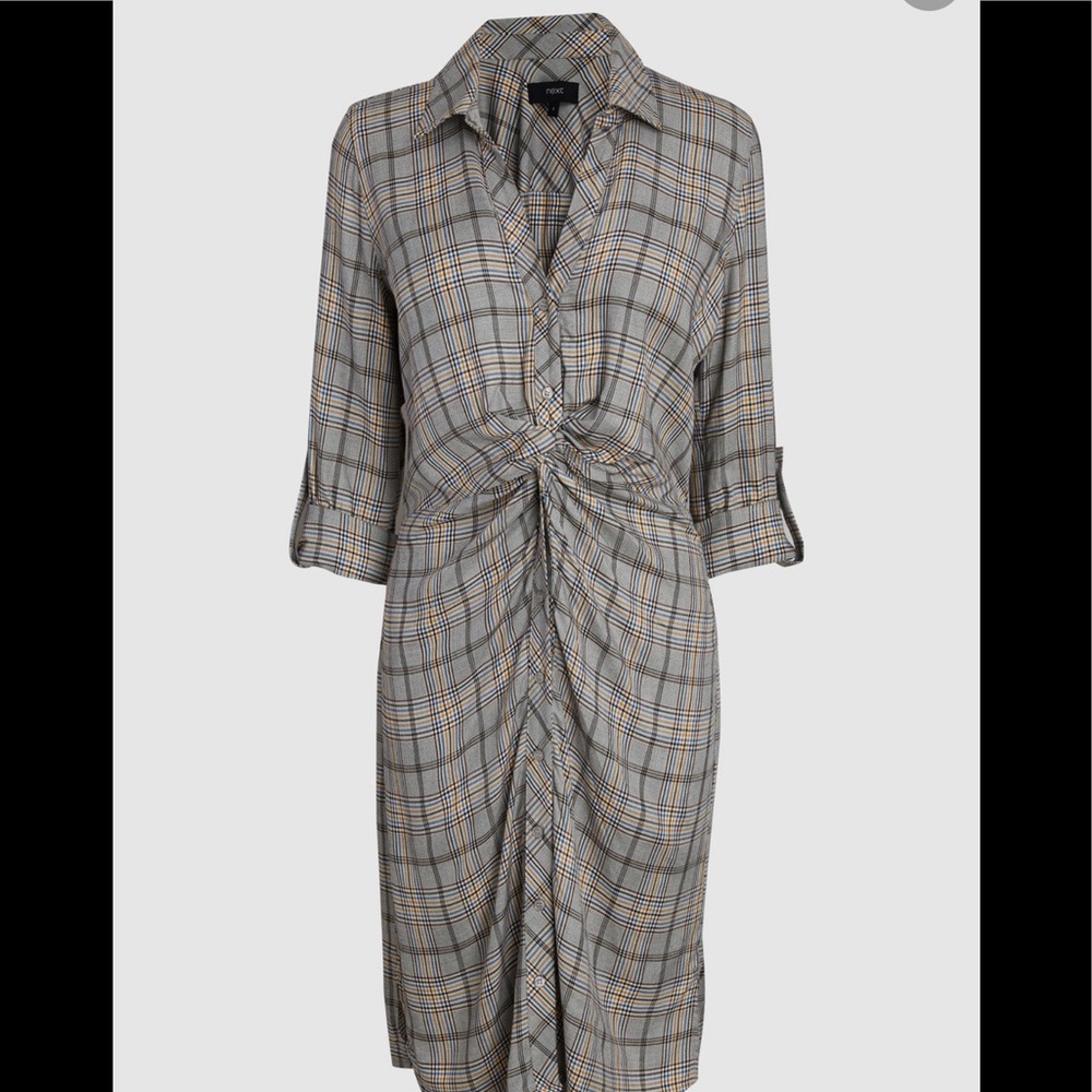 Next European Brand Long Sleeve Plaid Button Down Shirt Dress Size 6 USA